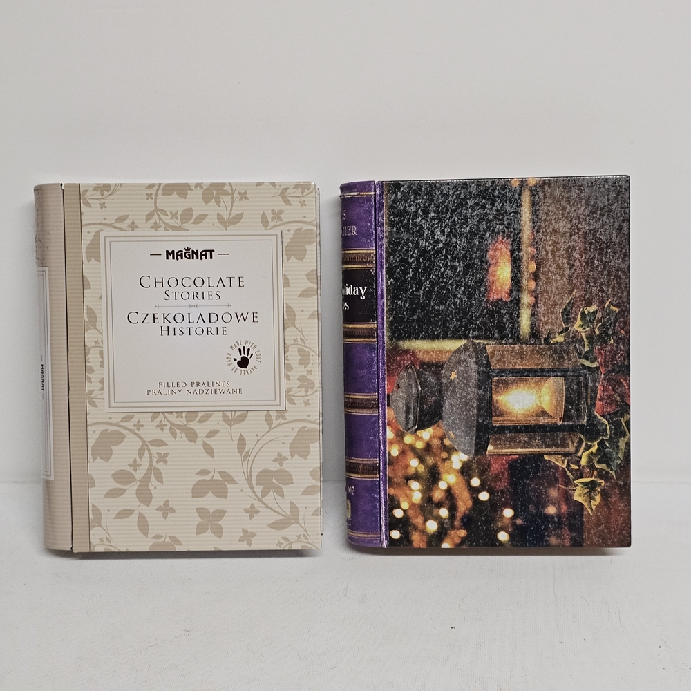 Lot of 2 Book-Shaped Decorative Tin Boxes (Empty)